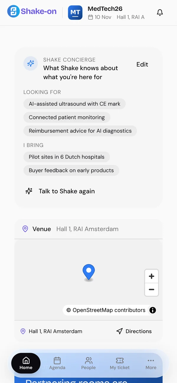 Event app home: what the Concierge knows about what the guest is here for